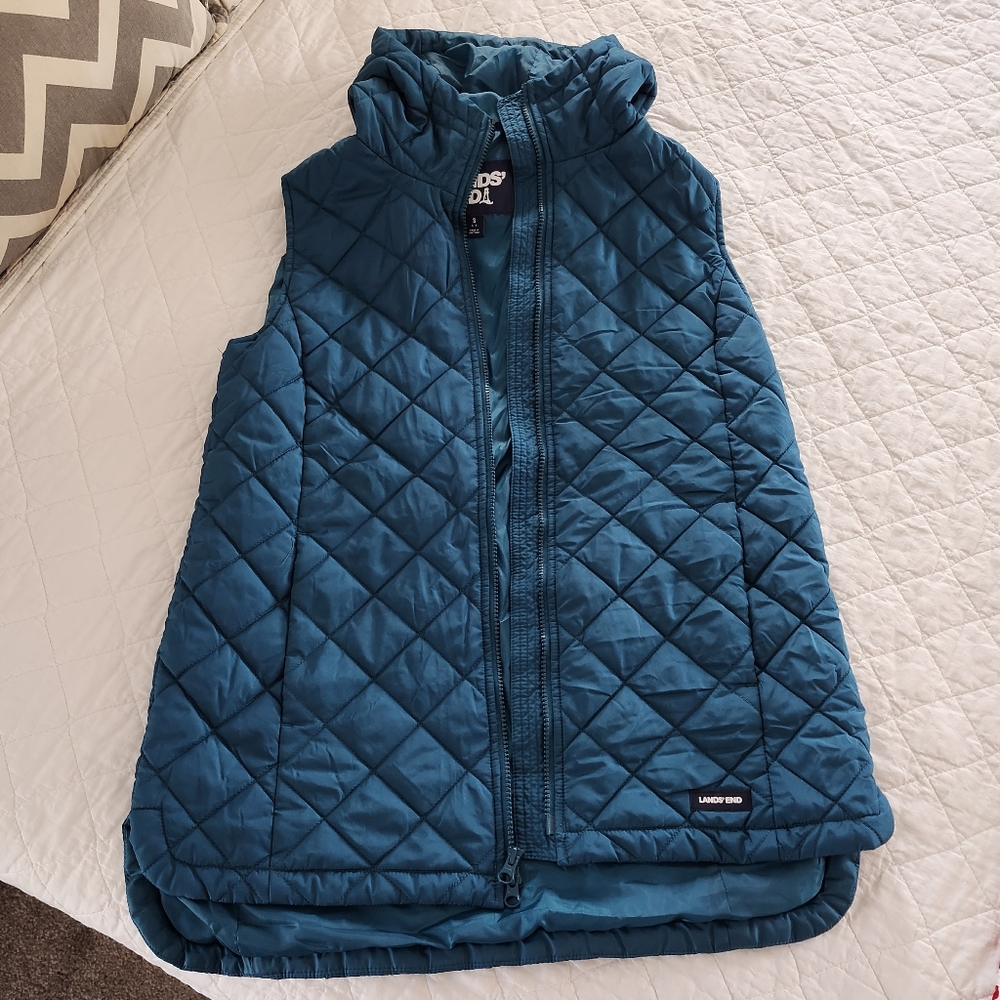 Like New Land's End Dark Teal Quilted Vest, Size S